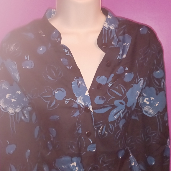 Jason Maxwell Outerwear Collection Top Tunic Blue/Floral - Large - Picture 4 of 4